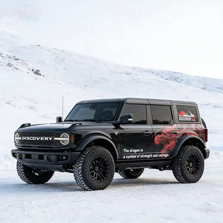 Fierce Red Dragon Flame Side Graphic Wrap Applied on Bronco SUV – Dragon Decal View