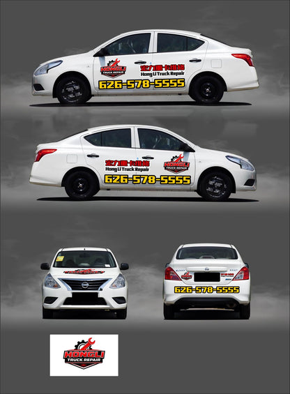 Car Business Decal Kit | Business Logo & Phone Number Vehicle Wrap