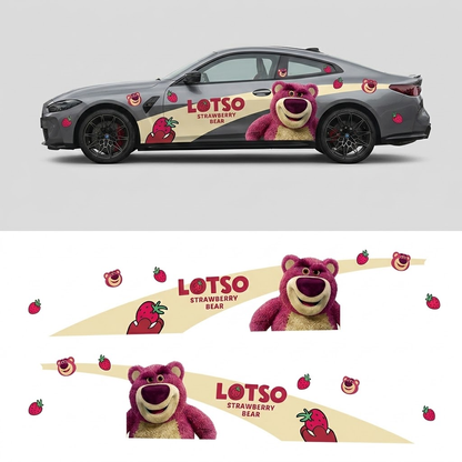 Strawberry Bear Car Decal for Sport Sedan | Cute Cartoon Vinyl Wrap