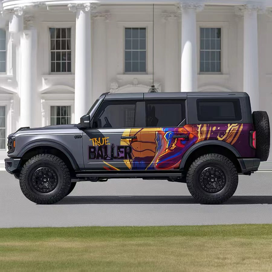 Colorful Abstract Art Car Decal for Ford Bronco – Modern Graphic Vinyl Wrap