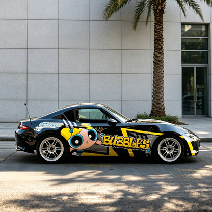 Bubbles Cartoon Car Decal for Coupe | Cute Anime Vinyl Wrap