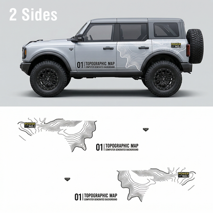 Minimal Topographic SUV Decal | Clean Contour Line Off-Road Side Vinyl Wrap for Jeep Bronco