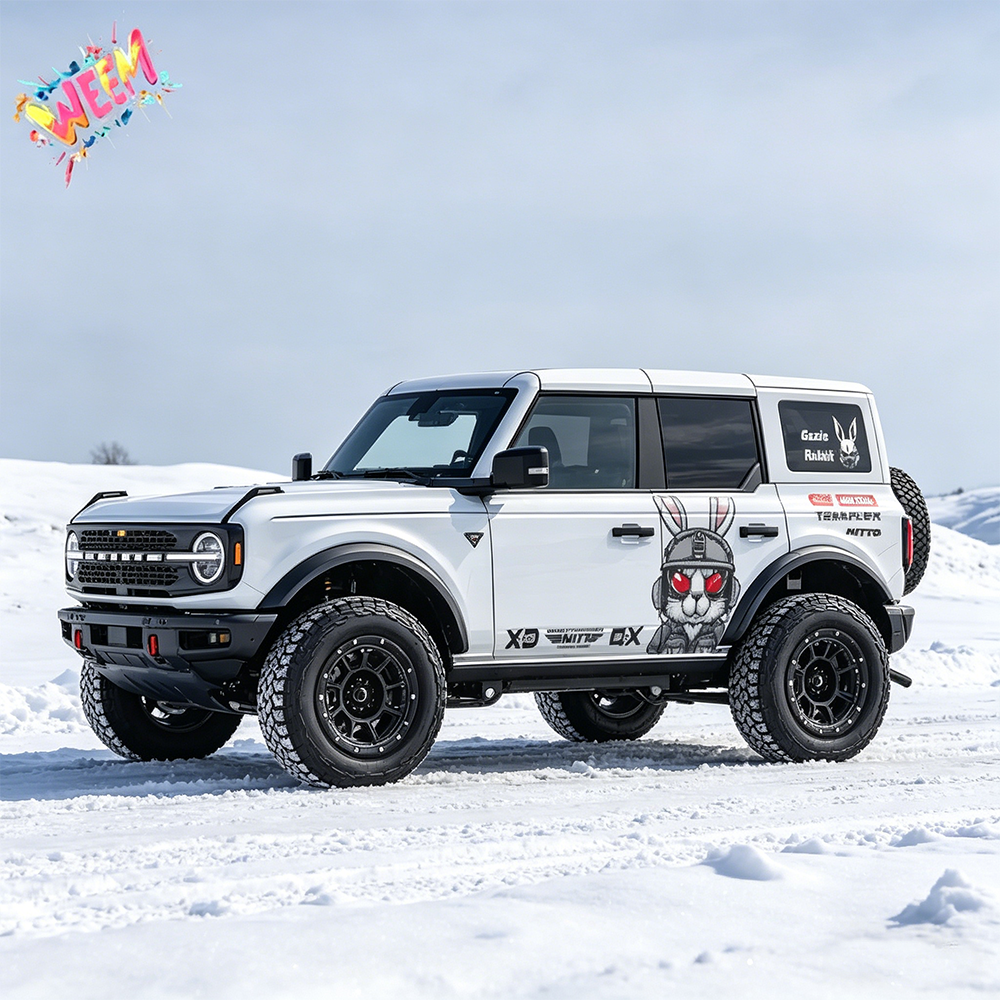 Tactical Rabbit Car Decal for Ford Bronco | Combat Bunny Off-Road Vinyl Wrap