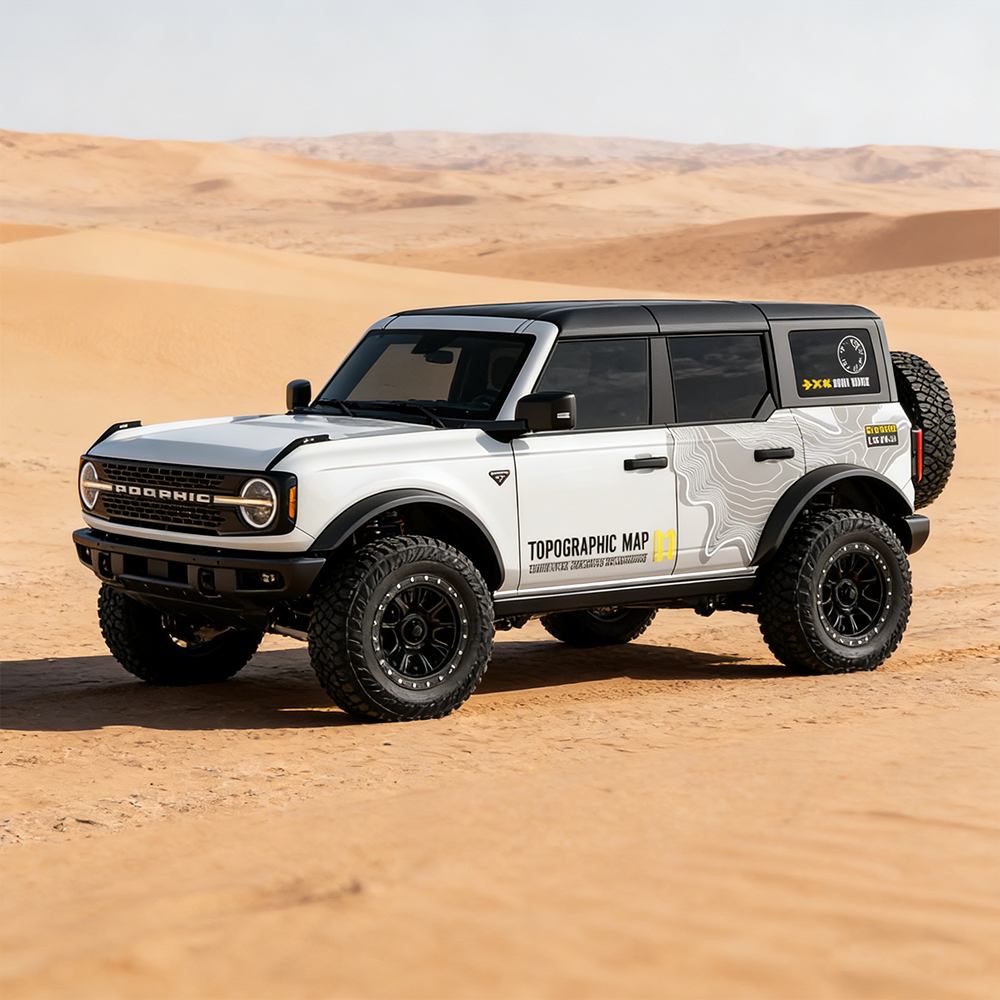 Minimal Topographic SUV Decal | Clean Contour Line Off-Road Side Vinyl Wrap for Jeep Bronco