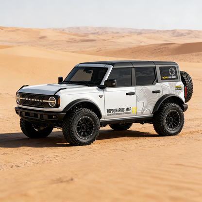 Minimal Topographic SUV Decal | Clean Contour Line Off-Road Side Vinyl Wrap for Jeep Bronco