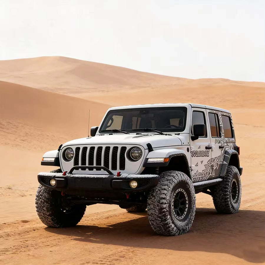 Jeep Wrangler with Geometric Triangle Shatter Vinyl Wrap – Abstract Off-Road Side Graphic Decal