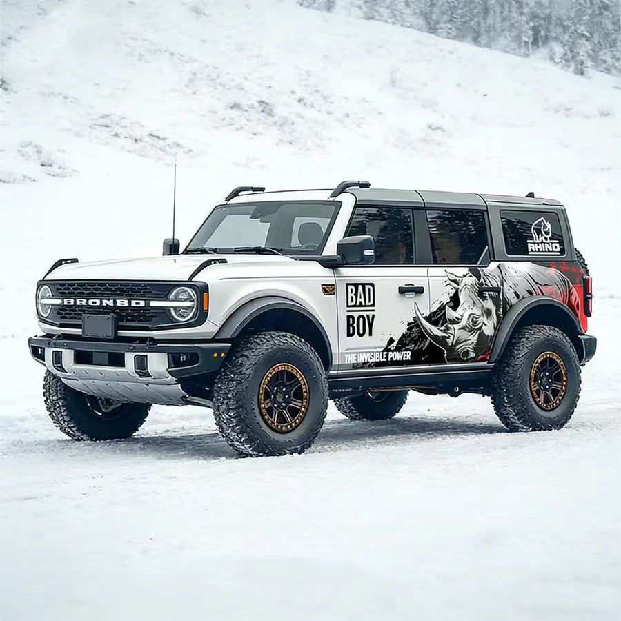 Ford Bronco with Rhino Side Graphic Vinyl Wrap – Aggressive Off-Road Beast SUV Decal