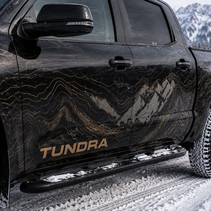 Toyota Tundra Topographic Mountain Decal – Outdoor Adventure Vinyl Truck Graphics