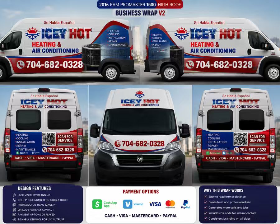 2016 RAM ProMaster 1500 High Roof Custom Business Wrap | Professional Fleet Vehicle Decals