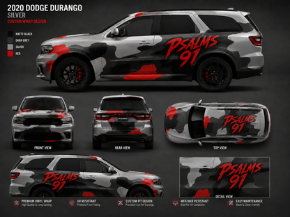2020 Dodge Durango Tactical Red Camo Custom Vinyl Wrap Decal Kit