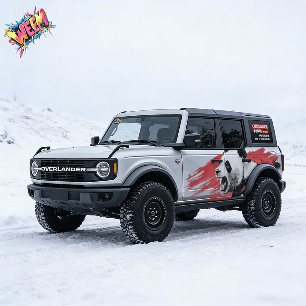 Red Brush Panda SUV Decal | Aggressive Animal Side Wrap Graphic