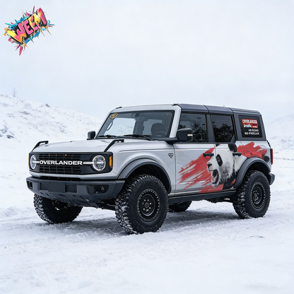 Red Brush Panda SUV Decal | Aggressive Animal Side Wrap Graphic