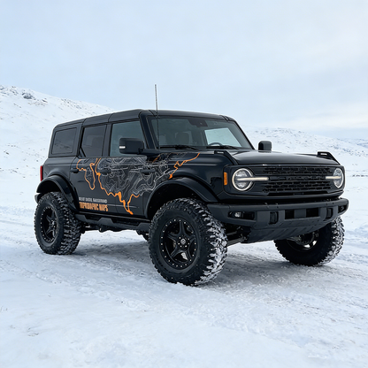 Relief Terrain SUV Decal | Topographic Map Block Off-Road Side Vinyl Wrap for Jeep Bronco