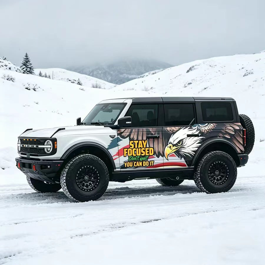SUV with Eagle Motivational Side Vinyl Wrap – Bold Off-Road Graphic Decal
