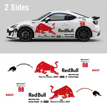 Bull Racing Car Decal for Sport Coupe | Performance Red Bull Style Vinyl