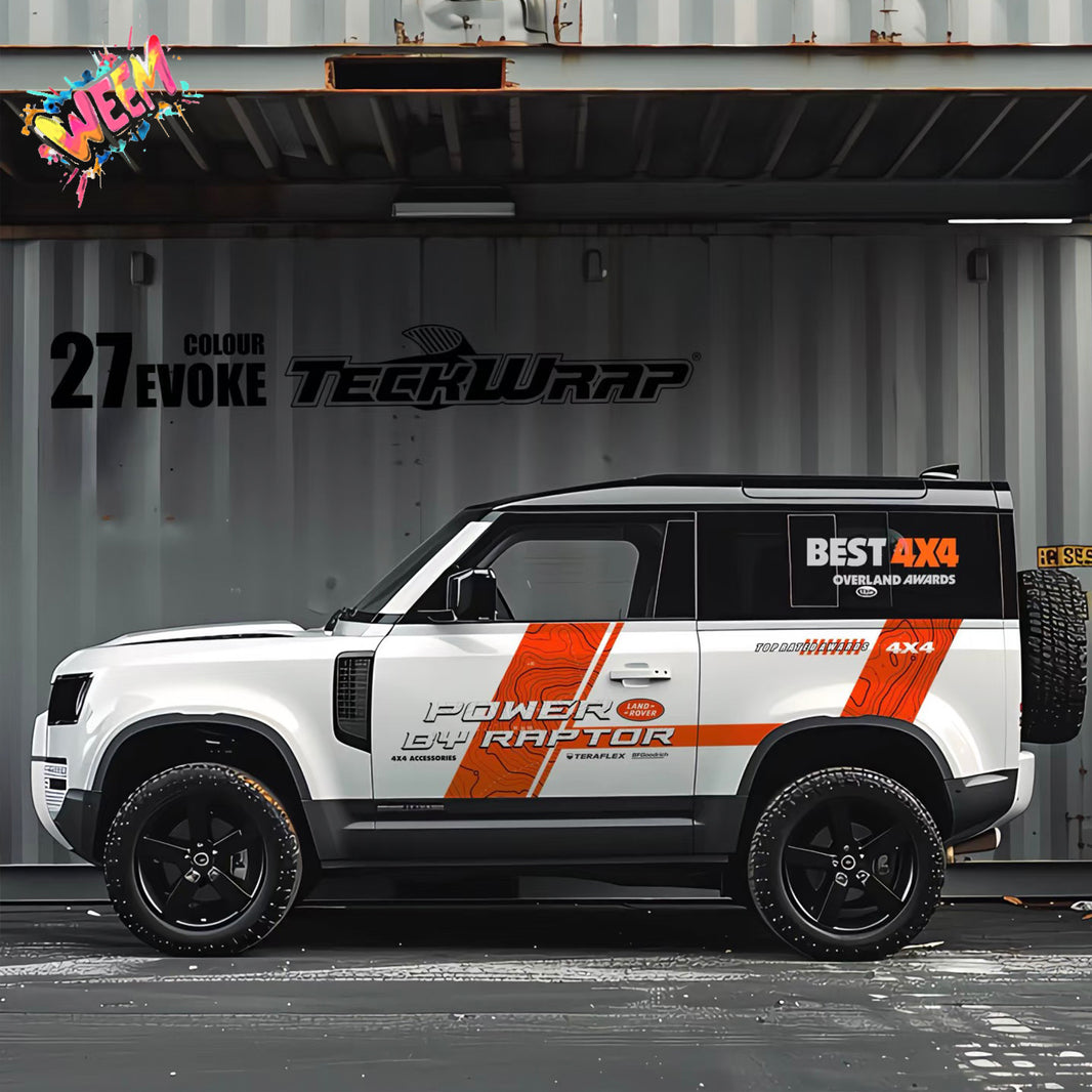 Orange Stripe Off-Road SUV Decal | Topographic Adventure Side Wrap Graphic