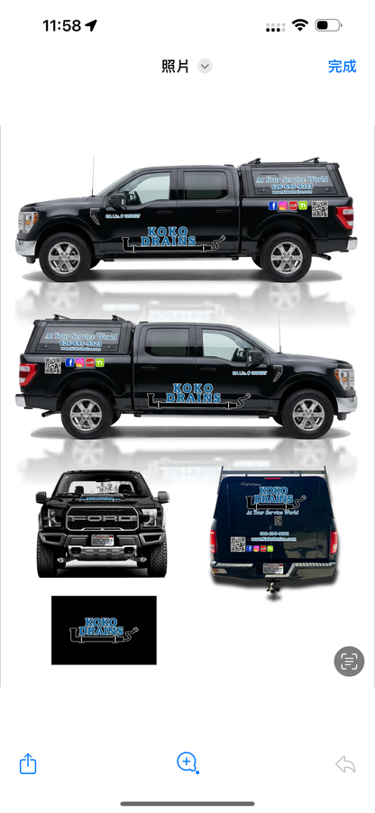 Drain Cleaning Truck Decal Kit | Plumbing Service Pickup Wrap