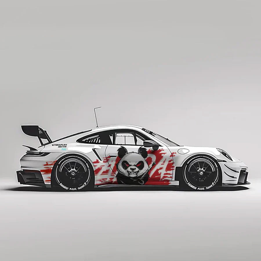 Panda Racing Car Decal for Sports Car – Animal Style Vinyl Wrap Design
