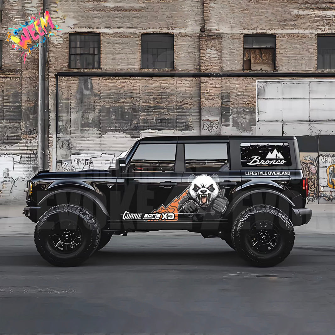 Angry Panda SUV Decal | Off-Road Cartoon Animal Side Graphic Vinyl Wrap Kit