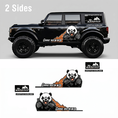 Angry Panda Car Decal for Ford Bronco | Overland Off-Road Side Graphic