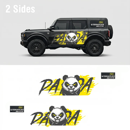 Aggressive Panda SUV Decal Wrap for Jeep Wrangler | Yellow Street Graffiti Side Graphics