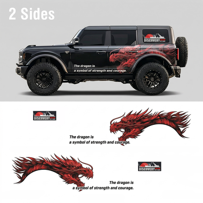 Red Dragon Flame SUV Decal for Bronco | Fierce Dragon Side Graphic Wrap