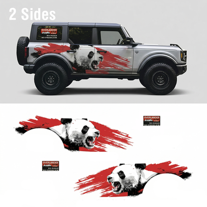 Red Brush Panda SUV Decal | Aggressive Animal Side Wrap Graphic