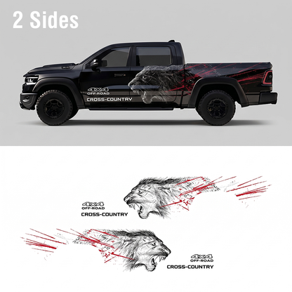 Roaring Beast Head Truck Decal | 4x4 Cross Country Off-Road Vinyl Wrap