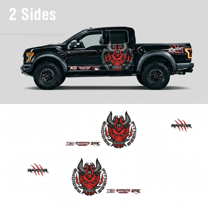 Demon Mask Badge Truck Decal for Ford Raptor | Aggressive Samurai Vinyl Wrap