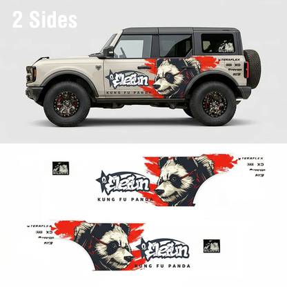 Kung Fu Panda Style SUV Decal for Bronco | Martial Arts Panda Side Graphic Wrap