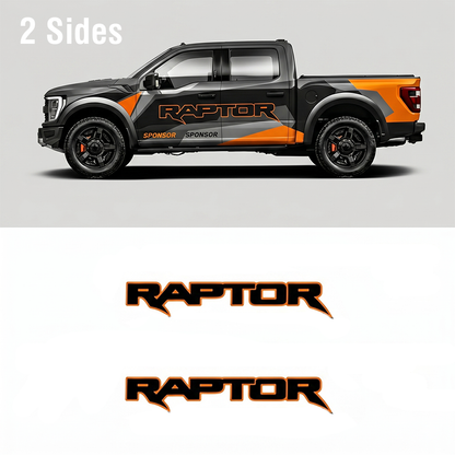 Performance Style Pickup Truck Side Decal | Orange Black Sport Vinyl Wrap