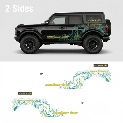Contour Topographic Line SUV Decal | Abstract Terrain Side Wrap