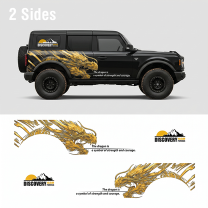 Golden Dragon SUV Decal | Mythical Side Vinyl Wrap for Off-Road Vehicles