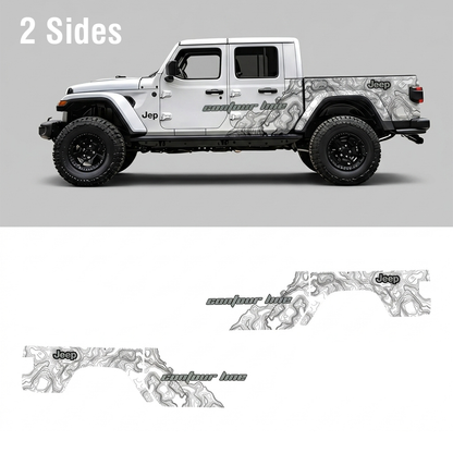 Contour Map Truck Decal Kit | Minimal Topographic Off-Road Vinyl Wrap
