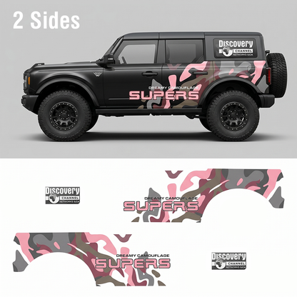 Pink Camo SUV Decal Wrap for Jeep Wrangler | Dreamy Camouflage Overland Side Graphics