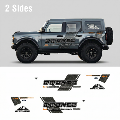 Topo Overland SUV Decal | Terrain Map Off-Road Side Vinyl Wrap for Jeep Bronco 4x4