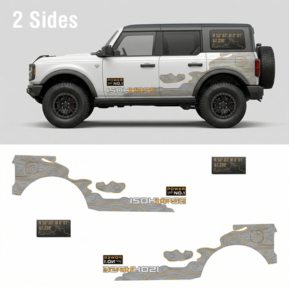 Topographic Map SUV Decal | Minimal Contour Side Graphic Kit