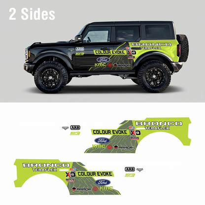 Neon Green Racing Stripe SUV Decal | Performance Side Graphic Kit