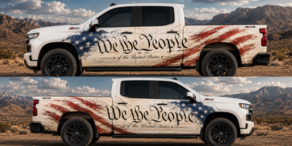 We The People Truck Decal | Patriotic Constitution Flag Vinyl Wrap for Pickup Trucks