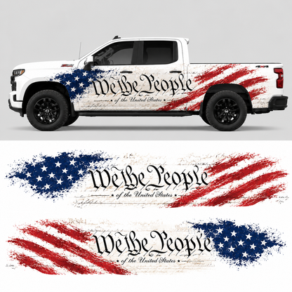 We The People Truck Decal | Patriotic Constitution Flag Vinyl Wrap for Pickup Trucks
