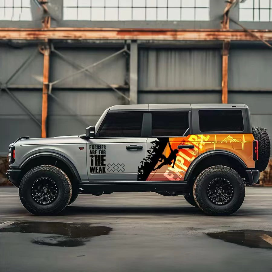 SUV with Mountain Climber Adventure Gradient Side Vinyl Wrap – Off-Road Graphic Decal