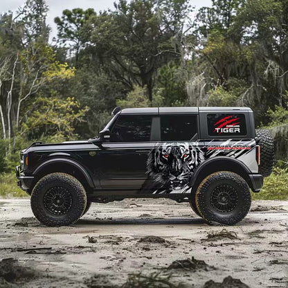 Overland Tiger SUV Decal – Aggressive Off-Road Side Vinyl Wrap for Jeep Bronco Design