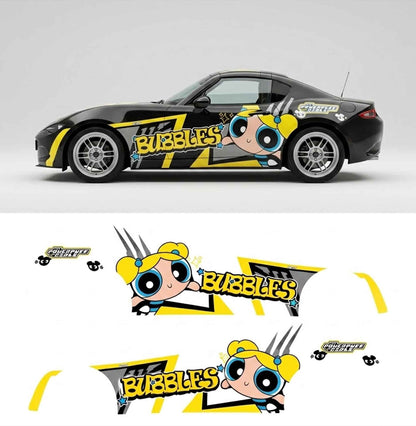 Bubbles Cartoon Car Decal for Coupe | Cute Anime Vinyl Wrap