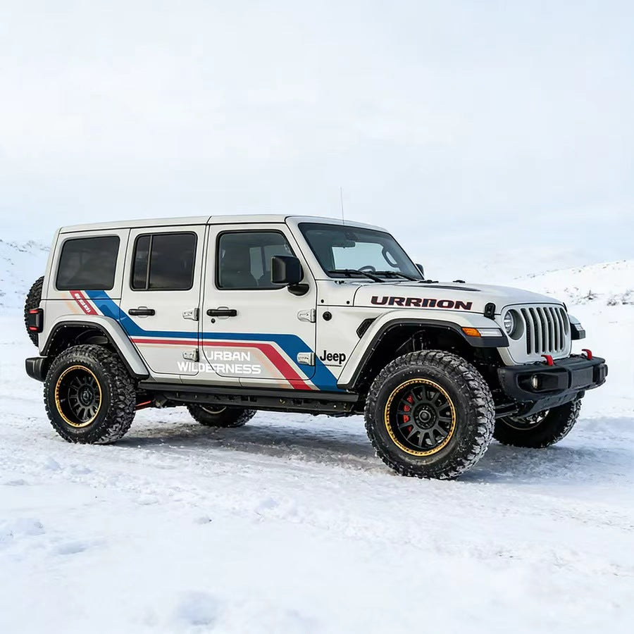 Jeep Wrangler with Retro Stripe Side Graphic Vinyl Wrap – Urban Wilderness SUV Decal