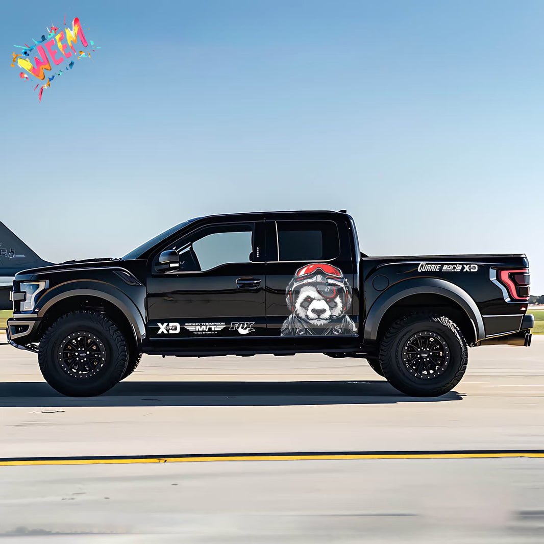 Pilot Panda Pickup Truck Decal | Off-Road Helmet Animal Vinyl Wrap Kit