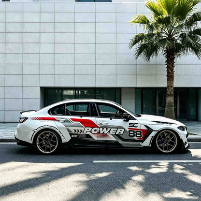 Power Racing Side Stripe Decal for Sport Sedan | Motorsport Vinyl Wrap
