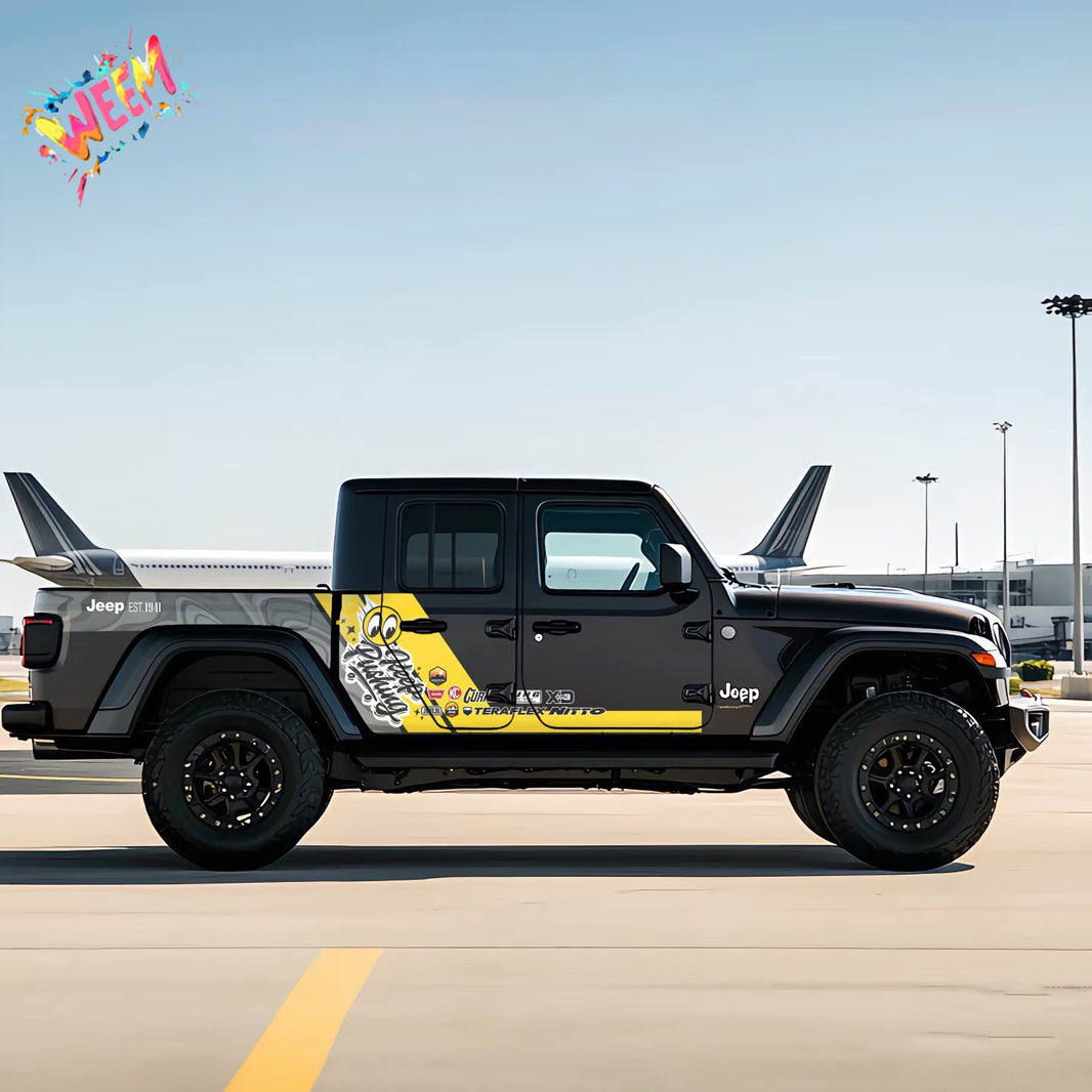 Yellow Accent Sport Car Decal for Jeep Gladiator | Performance Vinyl Wrap