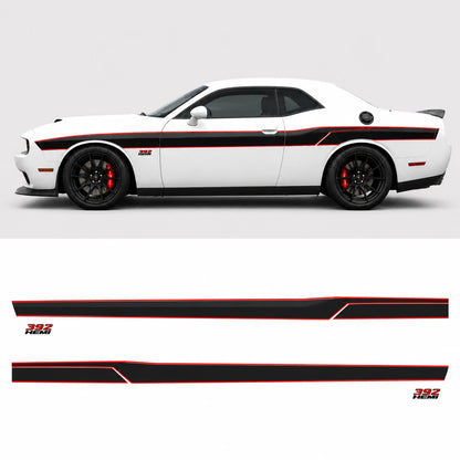 Dodge Challenger 392 HEMI side stripe decal full side view with decal sheet layout