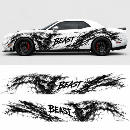 Dodge Challenger Beast skull full side decal layout and decal sheet preview