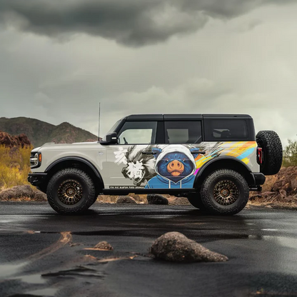 Cartoon Pig Car Decal for Ford Bronco | Street Art Animal Vinyl Wrap